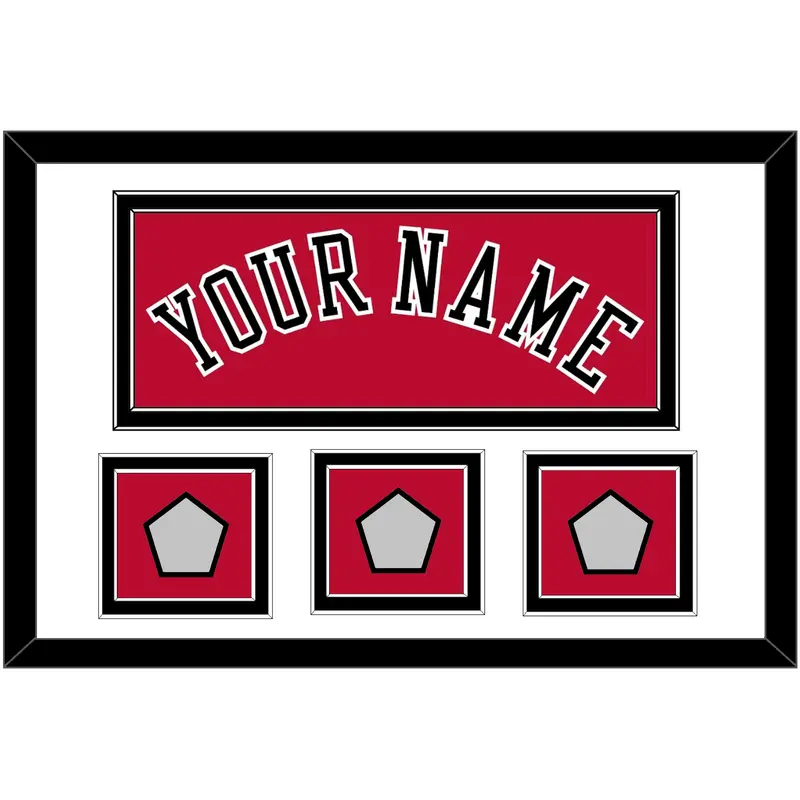 Chicago Name & 3 Champions Trophy Patches - Road Red (1986-2017) - Double Mat 1
