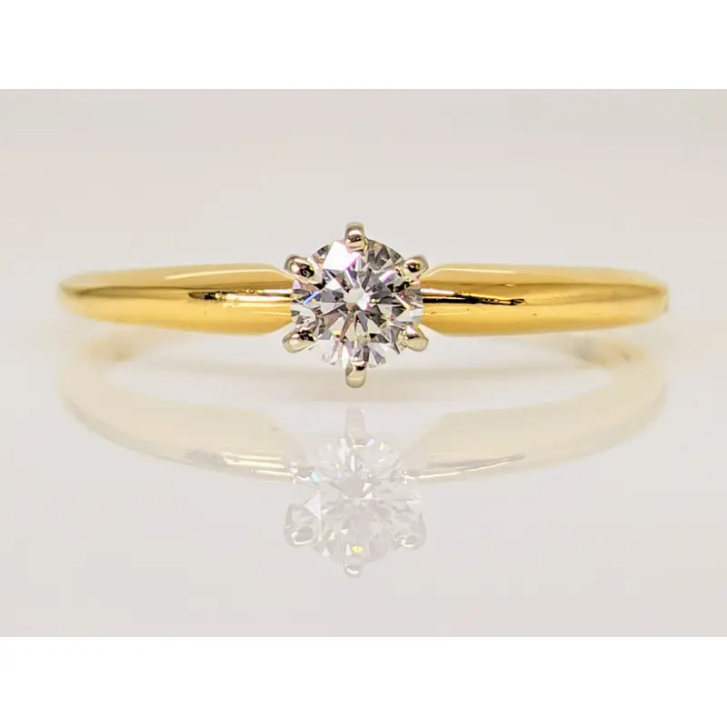 14K .31 CARAT TOTAL SI2 K DIAMOND ROUND 6-PRONG SOLITAIRE ESTATE RING 2.5 GRAMS