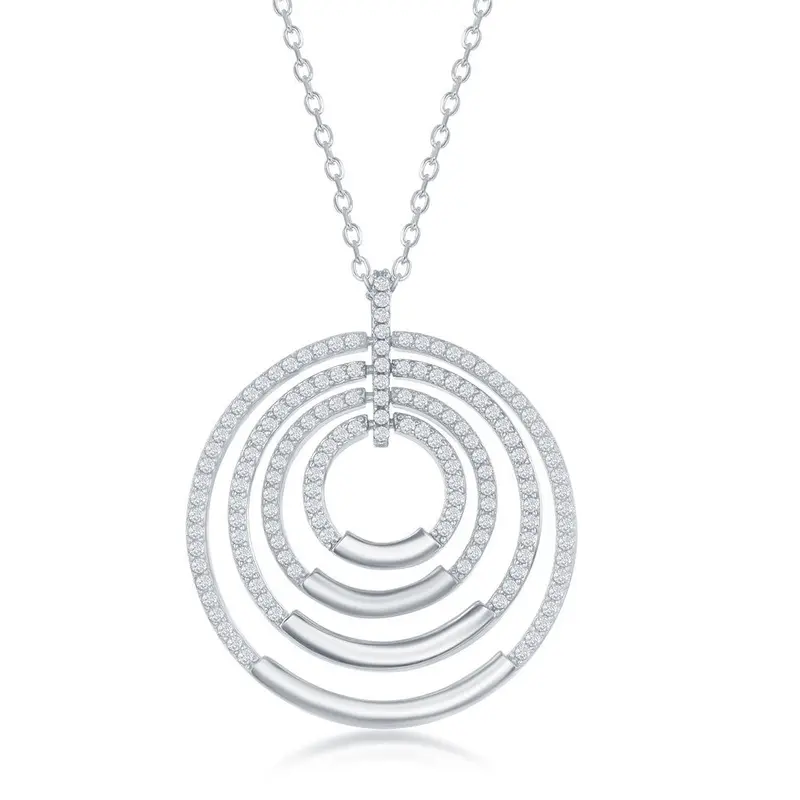 Sterling Silver Multi-Circle CZ Neckalce