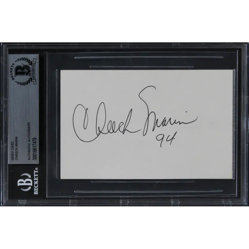 Cheech Marin Cheech & Chong "94" Authentic Signed 3x5 Index Card BAS Slabbed