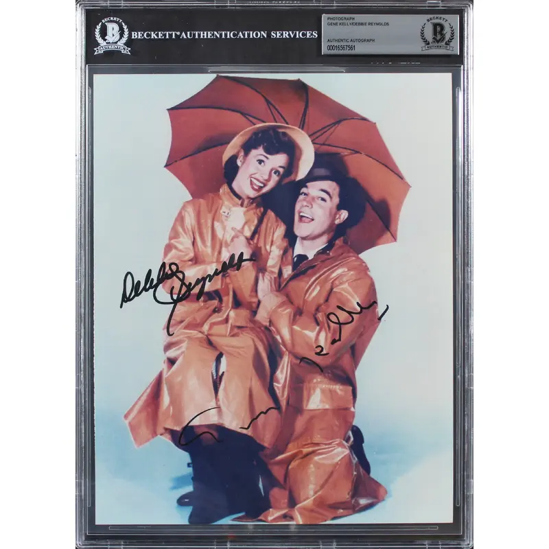 Gene Kelly & Debbie Reynolds Singing in the Rain Signed 8x10 Photo BAS Slabbed