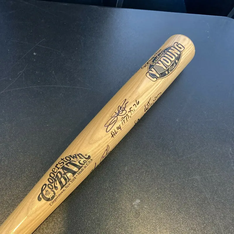 Cy Young Award Winners Signed Baseball Bat Jim Palmer Flanagan Hoyt Cuellar Law