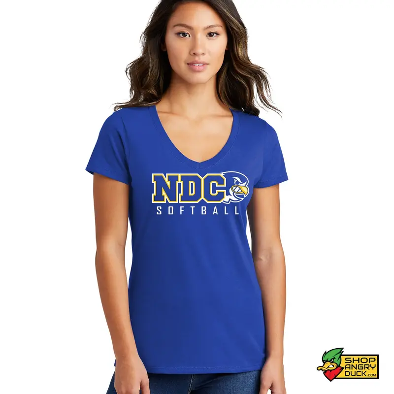 Notre Dame College Falcons Softball Ladies V-Neck T-Shirt 001