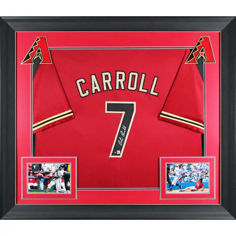 D-Backs Corbin Carroll Authentic Signed Red Pro Style Framed Jersey BAS #R80160
