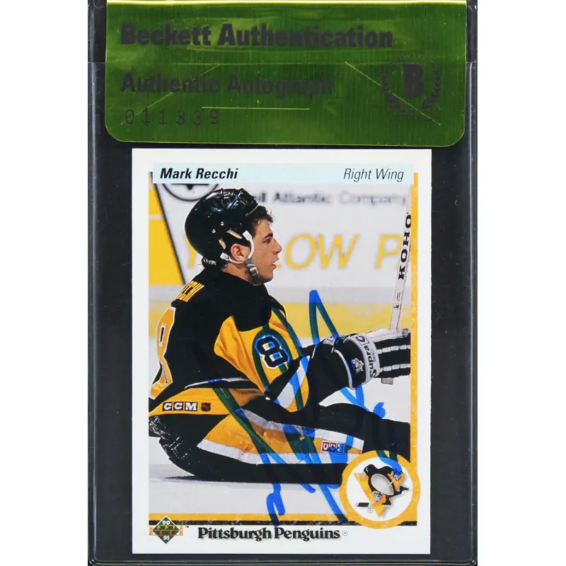 Penguins Mark Recchi Authentic Signed 1990 Upper Deck #178 Card BAS #11339