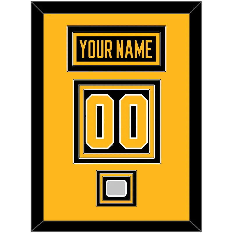 Pittsburgh Nameplate, Number (Back) & Stanley Cup Finals Patch - Home Black - Triple Mat 3