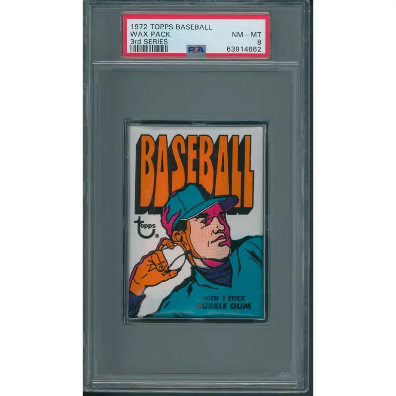 1972 Topps Baseball Unopened 3rd Series Wax Pack PSA 8