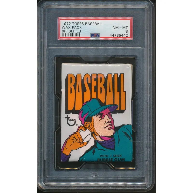1972 Topps Baseball Unopened 6th Series Wax Pack PSA 8