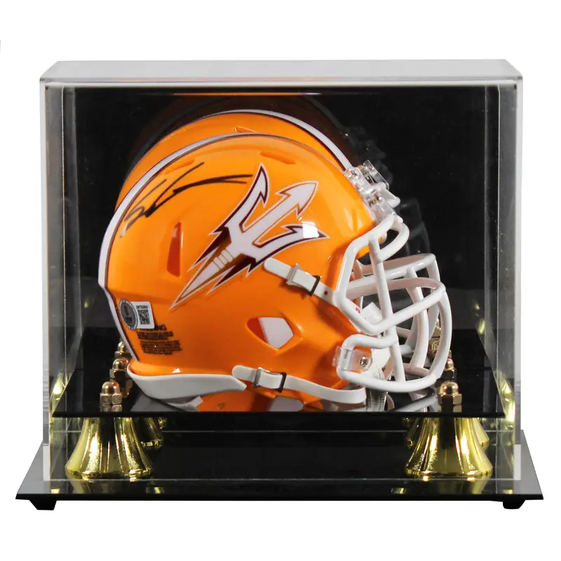 Arizona State Sam Leavitt Signed Gold Speed Mini Helmet W/ Case BAS Witnessed