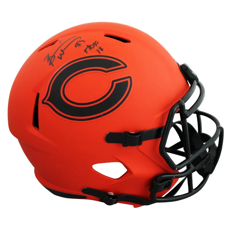 Bears Brian Urlacher "HOF" 18 Signed Rave F/S Speed Rep Helmet BAS Wit #2W205339