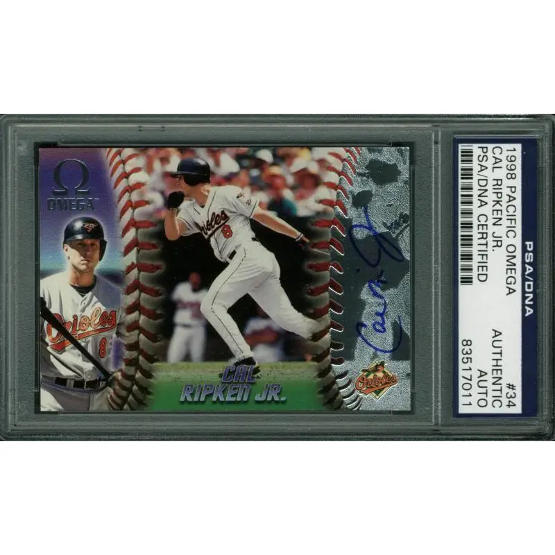 Orioles Cal Ripken Jr. Authentic Signed Card 1998 Pacific Omega #34 PSA Slabbed