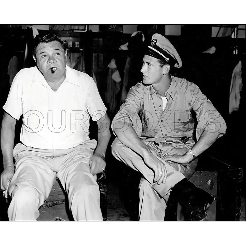 Babe Ruth Ted Williams 8X10 Photo - 1945 Yankees Red Sox - 2049
