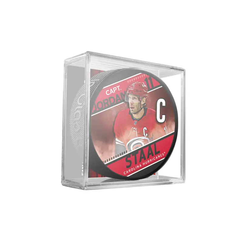 NHL Captain Series Jordan Staal Carolina Hurricanes Souvenir Hockey Puck In Cube