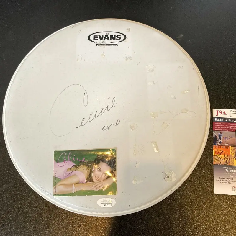 Celine Dion Signed Autographed Drumhead With JSA COA