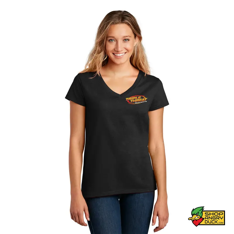 Triple Threat Motorsports Illustrated Ladies V-Neck T-shirt