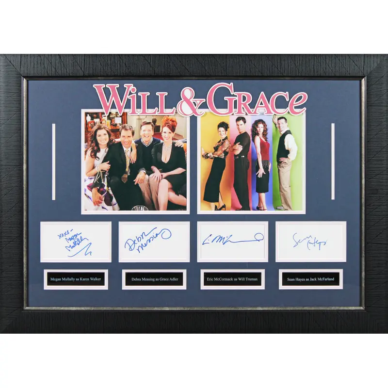 Will & Grace (4) McCormack, Messing, Hayes & Mullally Signed Framed Display BAS