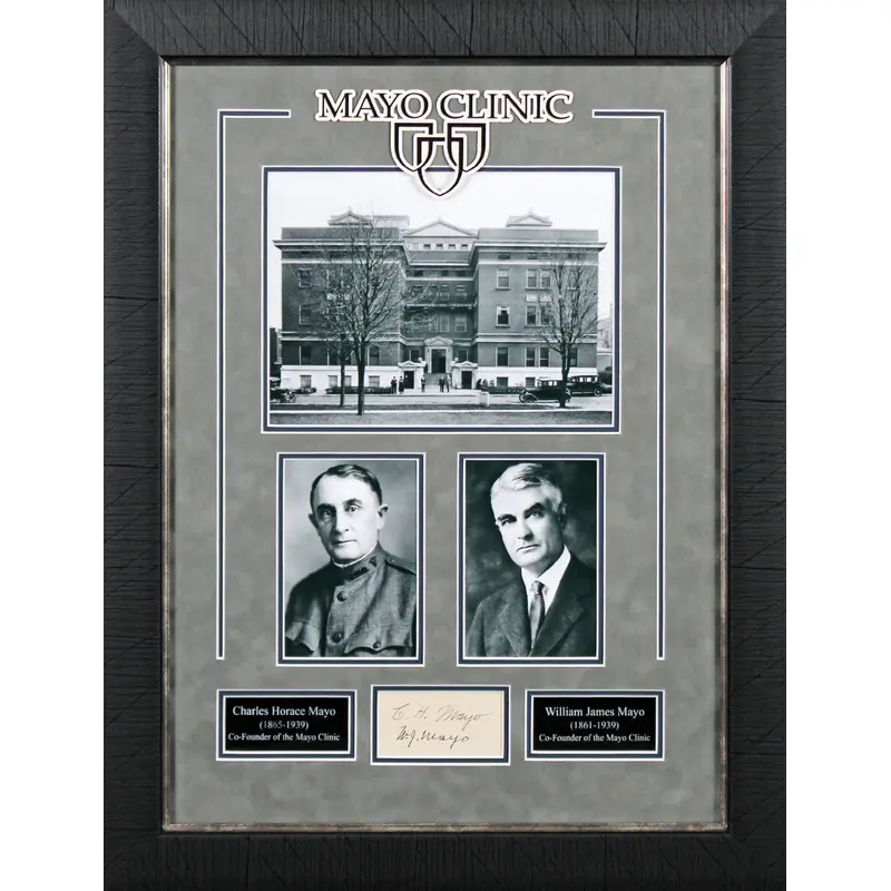 William Mayo & Charles H. Mayo Signed & Framed 1.5x3.5 Cut BAS #AD64291