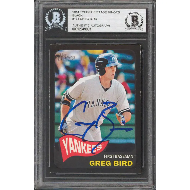 Yankees Greg Bird Signed 2014 Topps Heritage Minors Black #174 RC Card BAS Slab