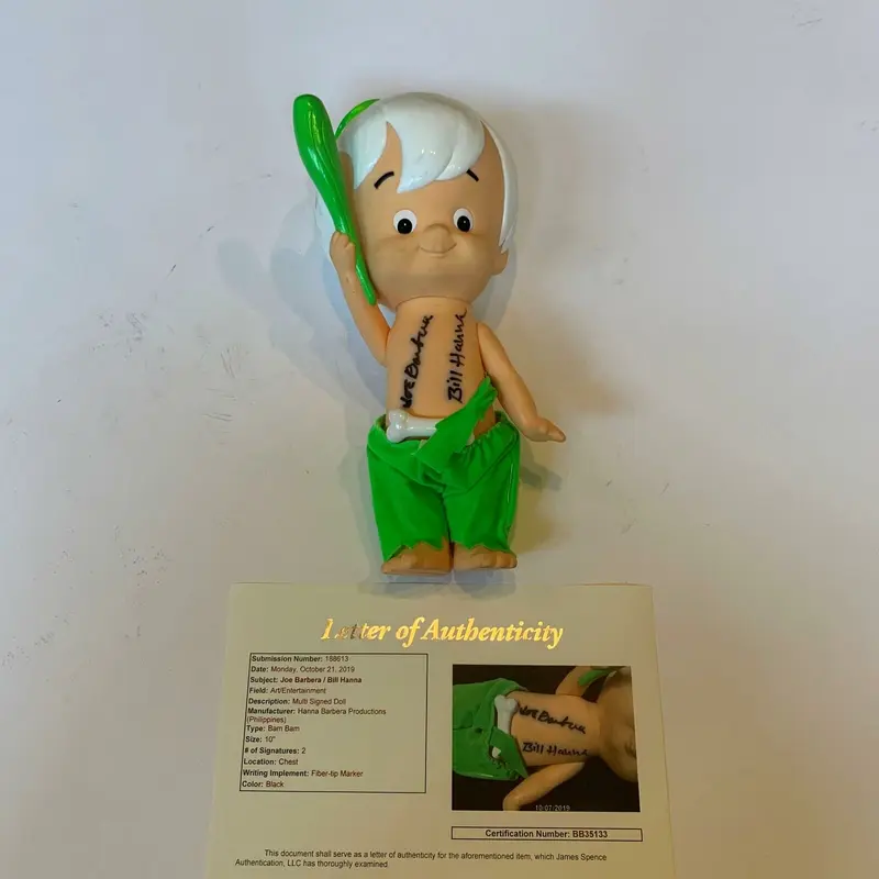 Bill Hanna & Joe Barbera Signed Bam Bam Flintstones Vintage Doll JSA COA