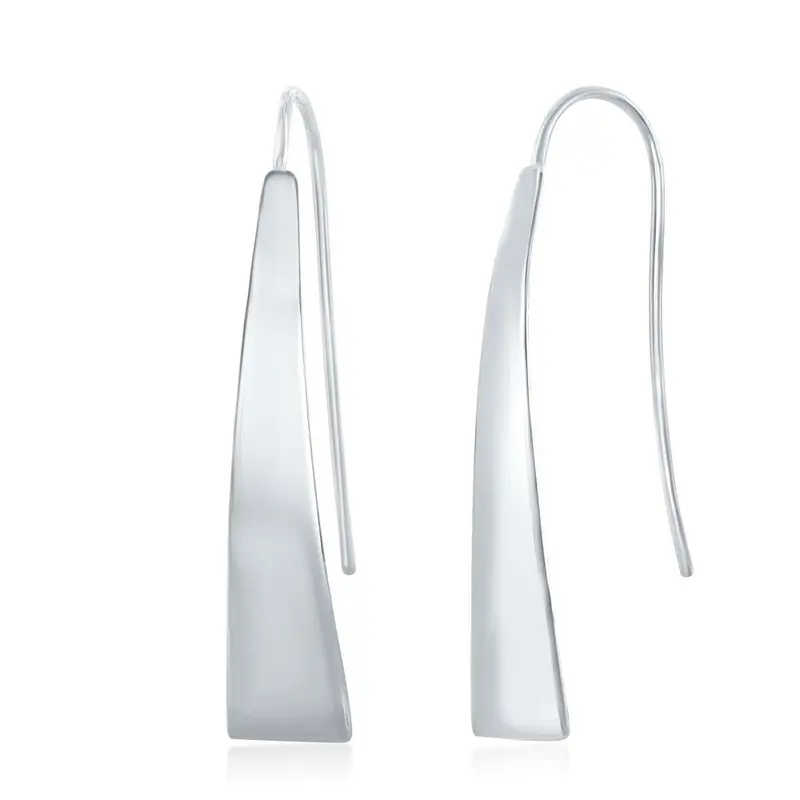 Sterling Silver Long Triangle Shaped Earrings