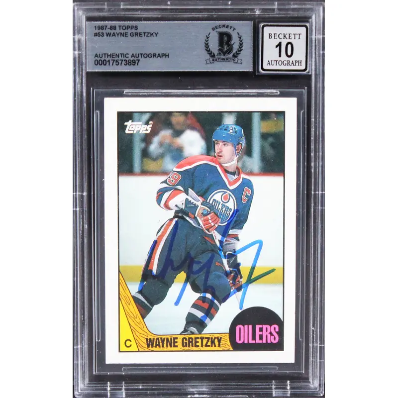 Oilers Wayne Gretzky Authentic Signed 1987 Topps #53 Card Auto 10! BAS Slabbed