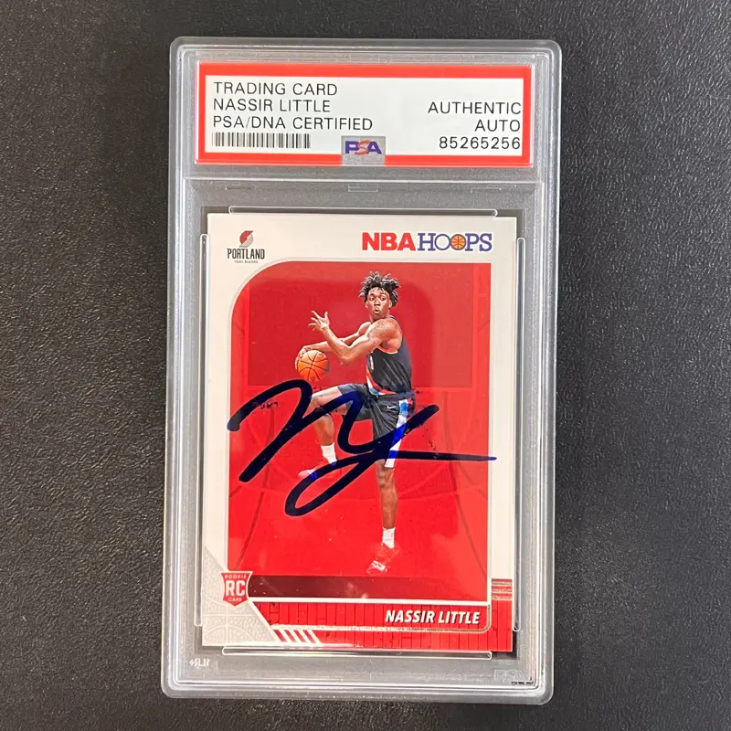 2019-20 NBA Hoops #220 Nassir Little Signed Rookie Card AUTO PSA Slabbed RC Blazers