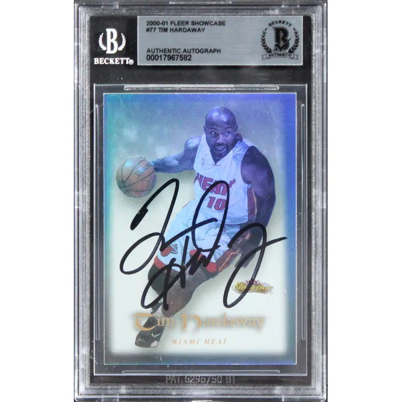 Heat Tim Hardaway Authentic Signed 2000 Fleer Showcase #77 Card BAS Slabbed