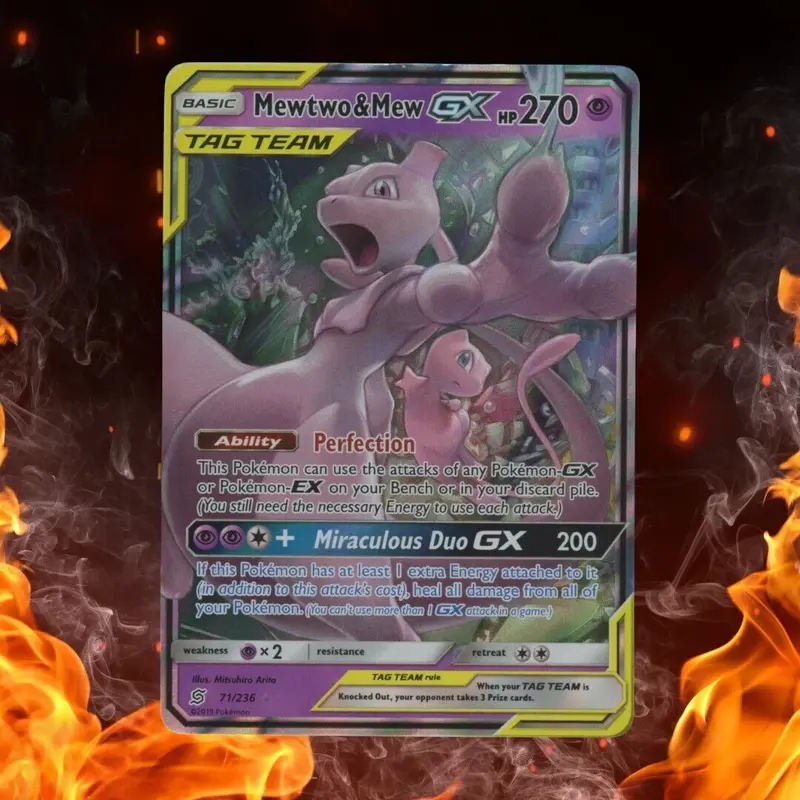 Pokemon Unified Minds MEWTWO & MEW GX Tag Team Ultra Rare 71/236 LP