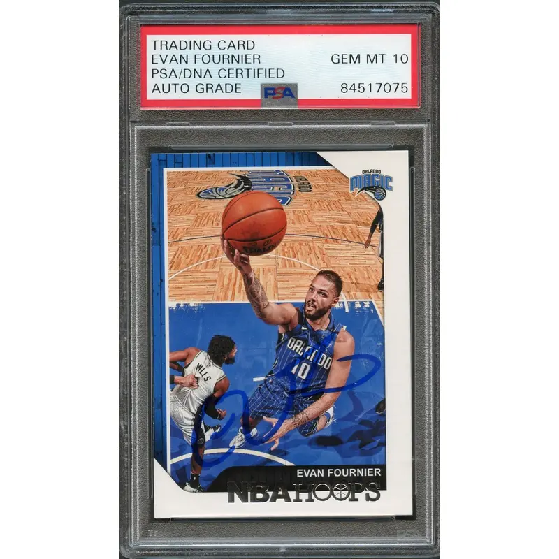 2018-19 NBA Hoops #169 Evan Fournier Signed Card AUTO 10 PSA Slabbed Magic
