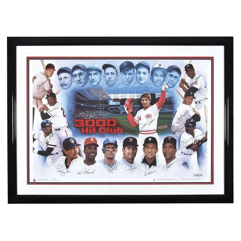 Stunning 3,000 Hit Club Signed Large 36x46 Lithograph Photo 13 Sigs JSA COA