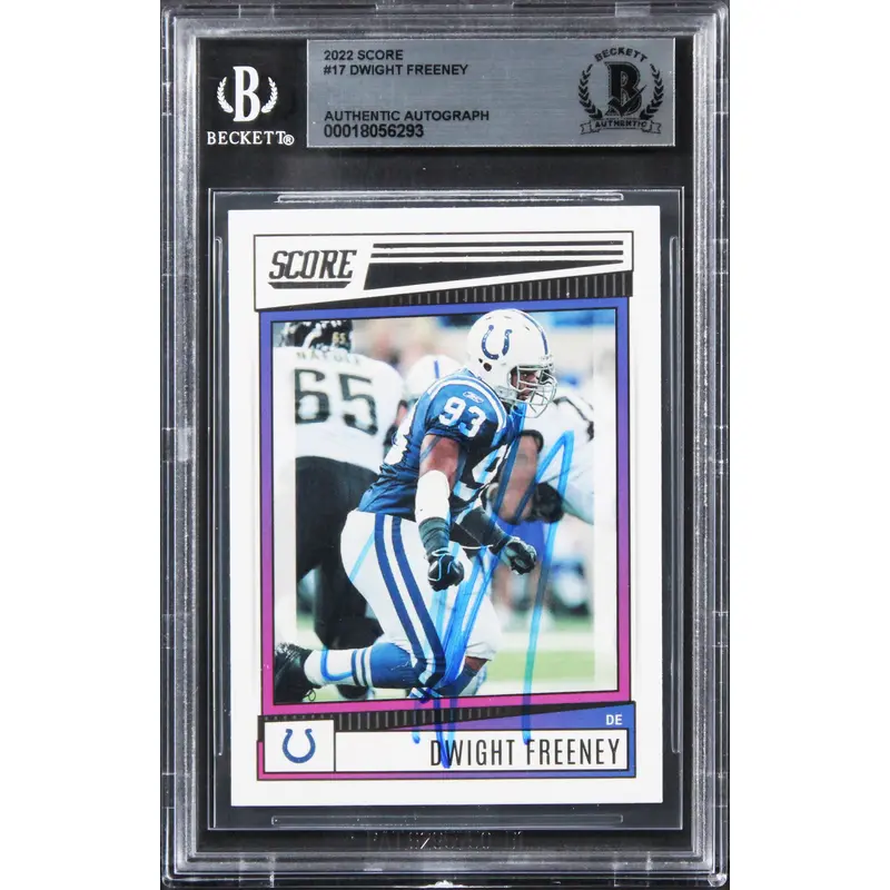 Colts Dwight Freeney Authentic Signed 2022 Score #17 Card BAS Slabbed