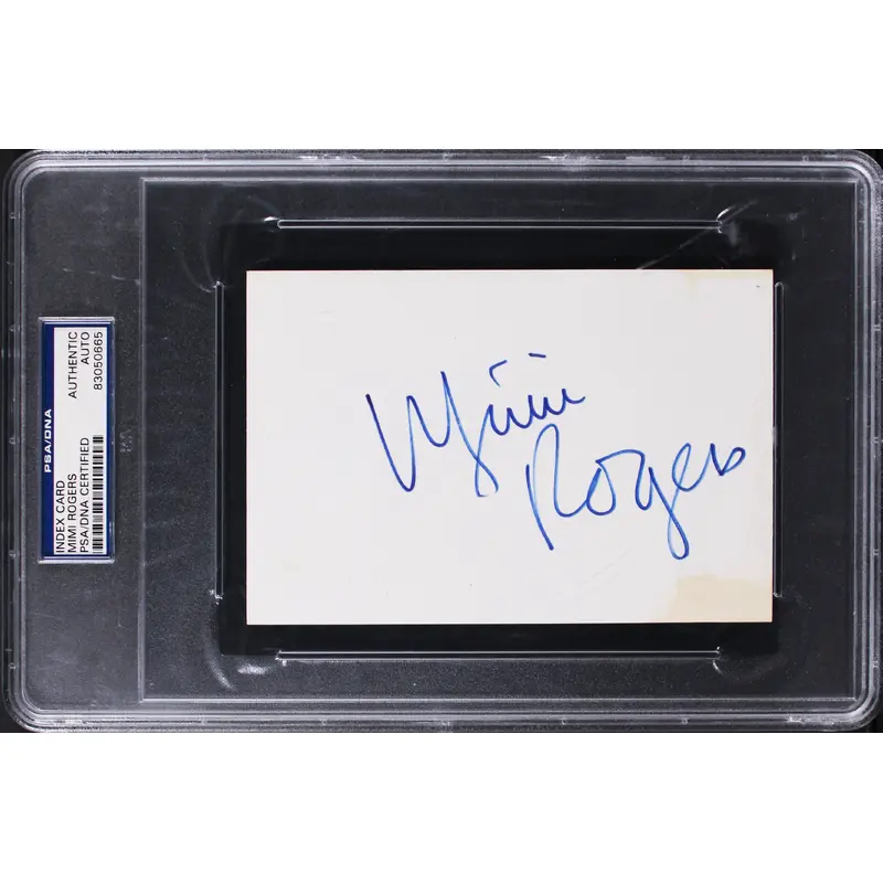 Mimi Rogers Austin Powers Authentic Signed 4x6 Index Card PSA/DNA Slabbed