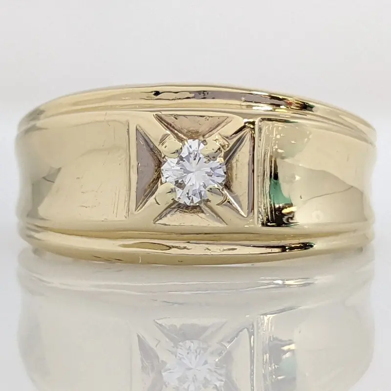 14K .14 CARAT TOTAL SI2 I DIAMOND ROUND BOX TOP ESTATE RING 3.7 GRAMS
