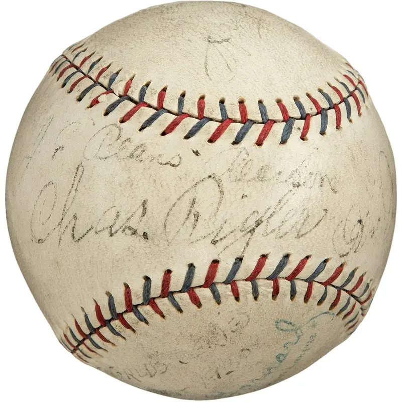 1930 World Series Umpires Signed Game Used Baseball Cardinals VS A's PSA DNA COA