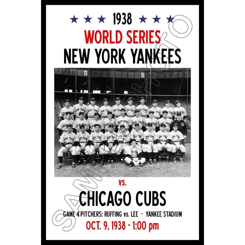1938 World Series Poster 11X17 - New York Yankees vs Chicago Cubs - 1237