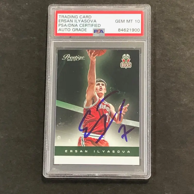 2012-13 Prestige Basketball #76 Ersan Ilyasova Signed Card AUTO 10 PSA Slabbed Bucks