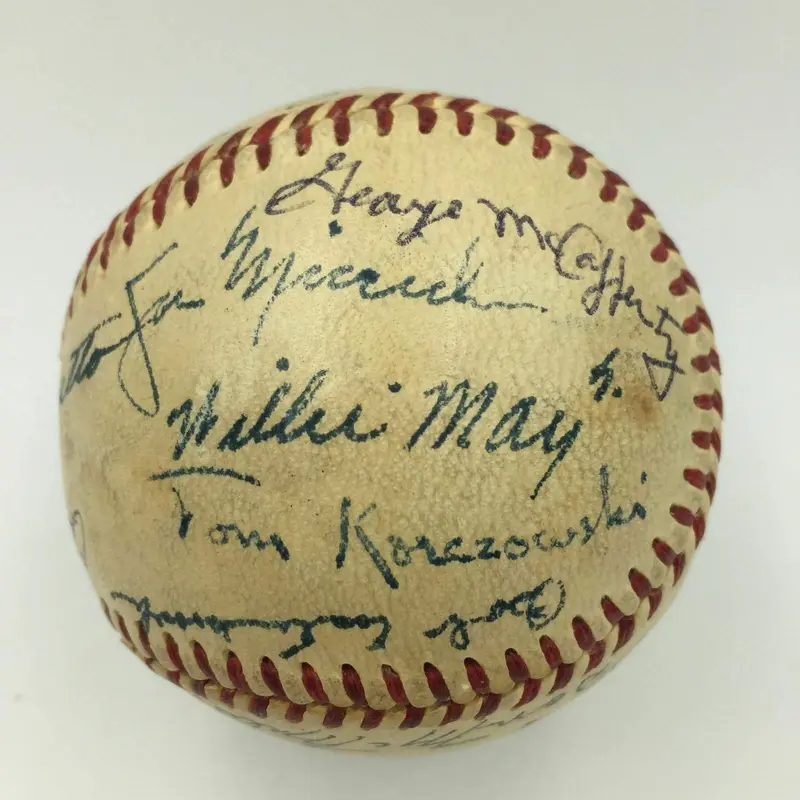 Willie Mays Pre Rookie 1950 Trenton Giants Minor League Team Signed Baseball PSA