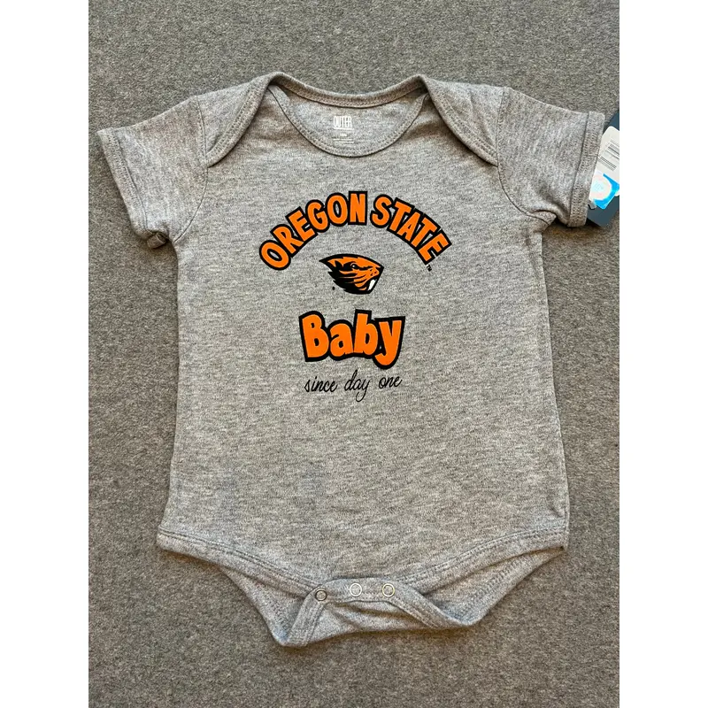 Grey Oregon State Baby Since Day 1 Onesie