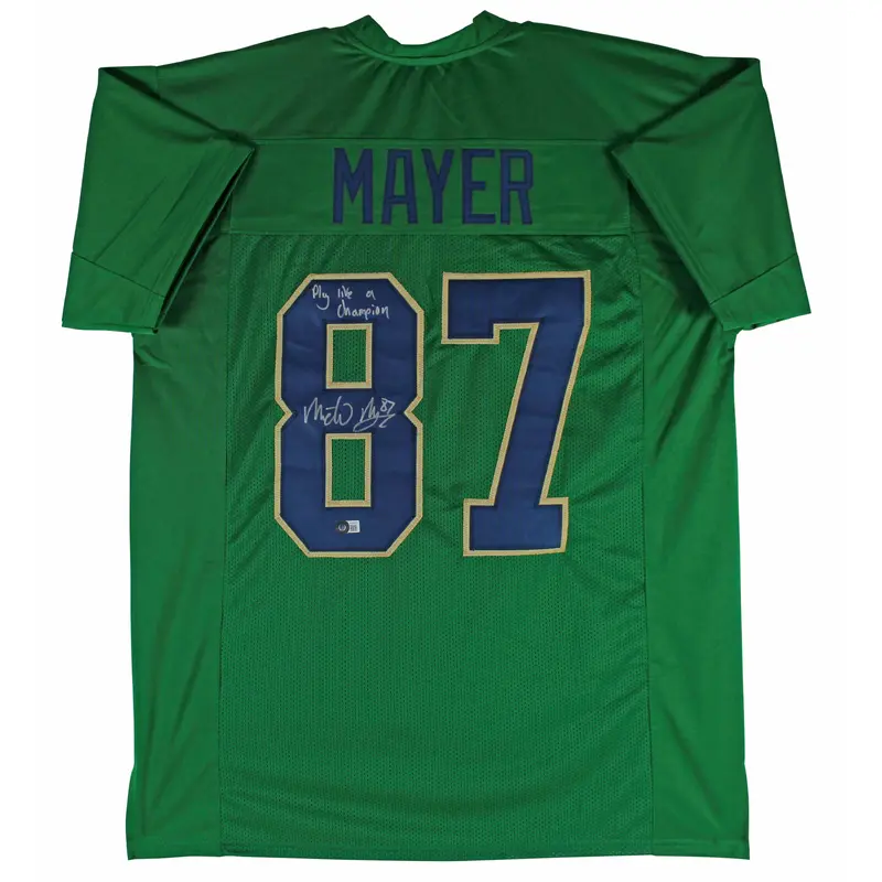 Notre Dame Michael Mayer "PLAC" Signed Green Pro Style Jersey BAS Witnessed