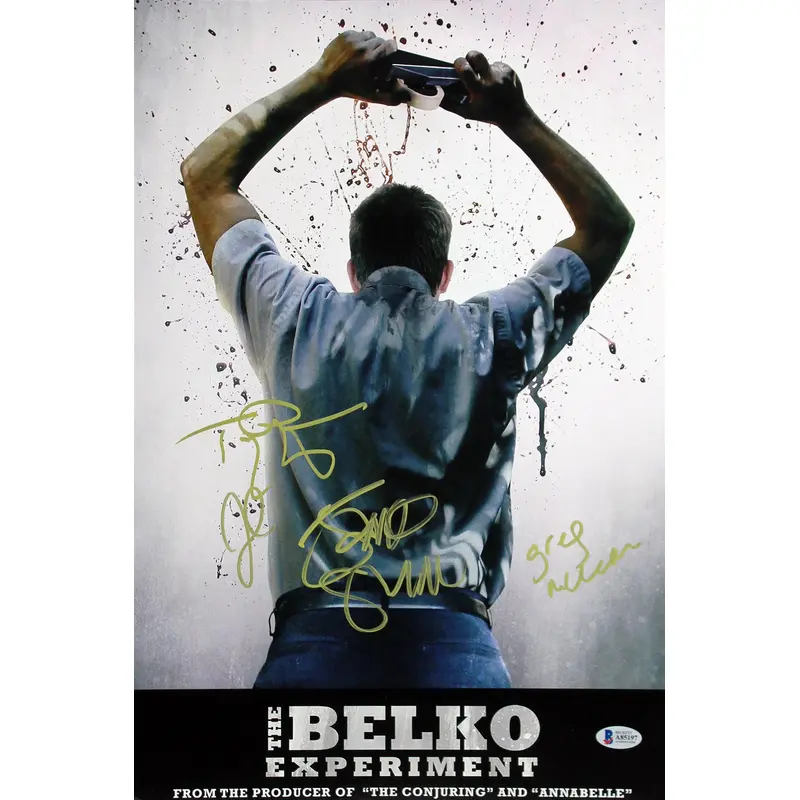 The Belko Experiment (4) Cast Signed 12x18 Mini Movie Poster BAS #A85197