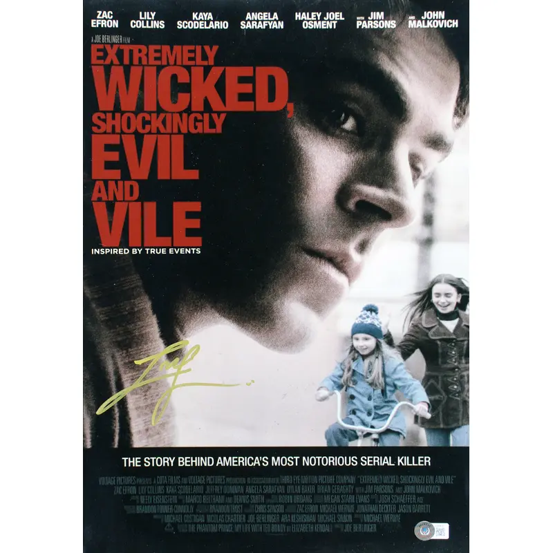 Zac Efron Extremely Wicked, Shockingly Evil And Vile Signed 12x18 Photo BAS