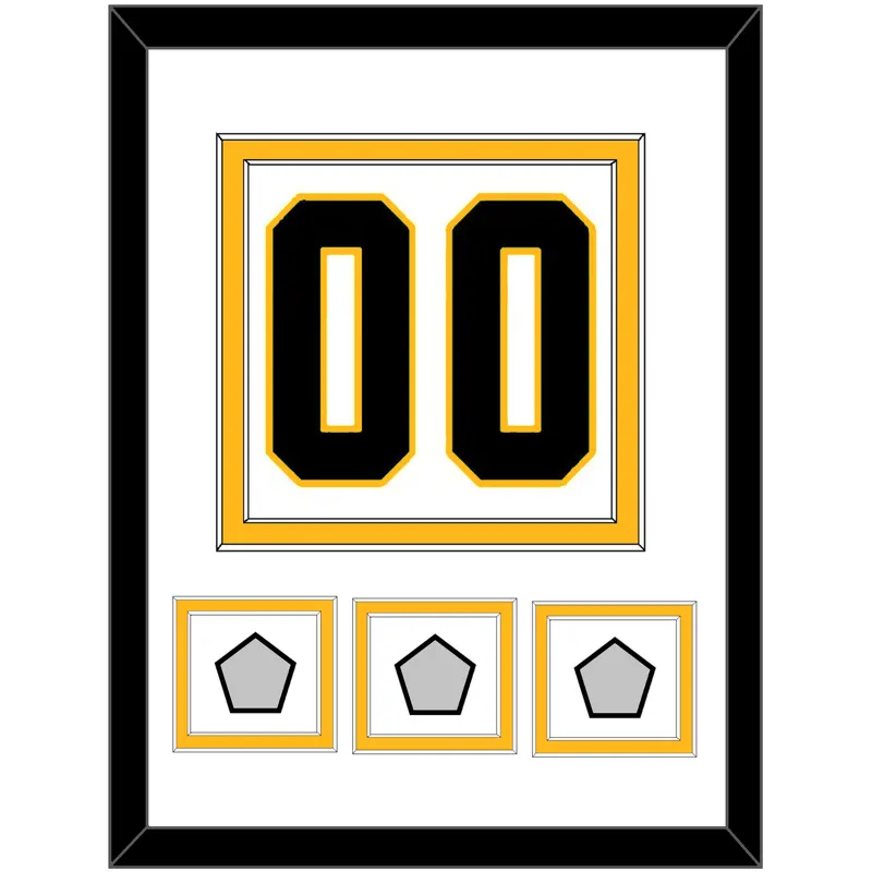 Pittsburgh Number (Back) & 3 Stanley Cup Finals Patches - Road White - Double Mat 1