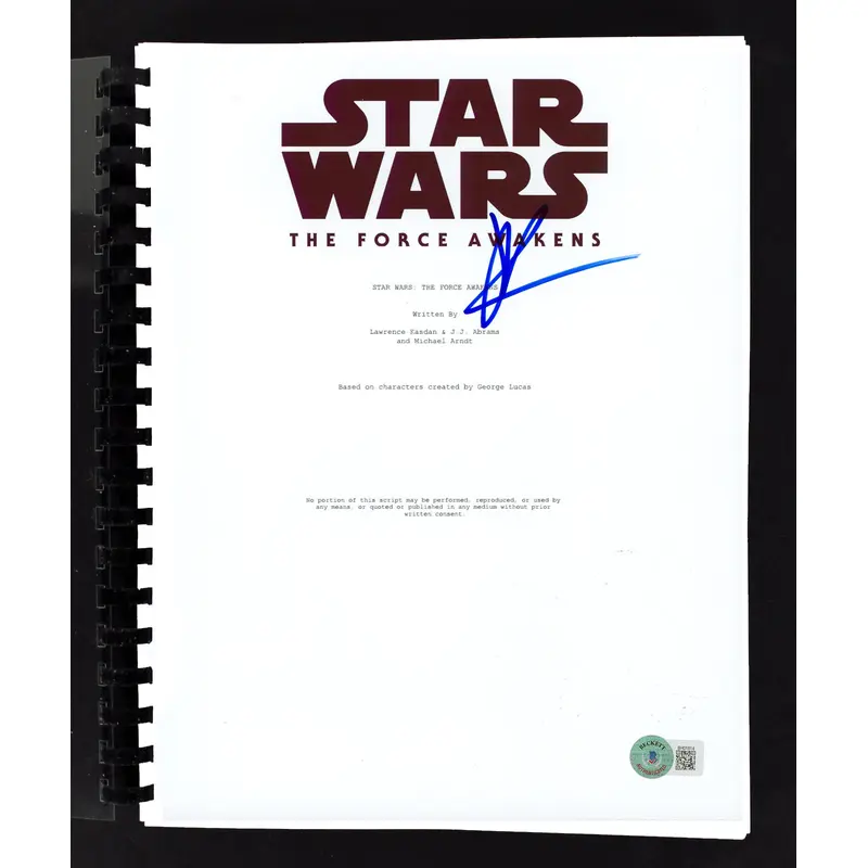 J.J. Abrams Star Wars The Force Awakens Signed Movie Script BAS #BH01614
