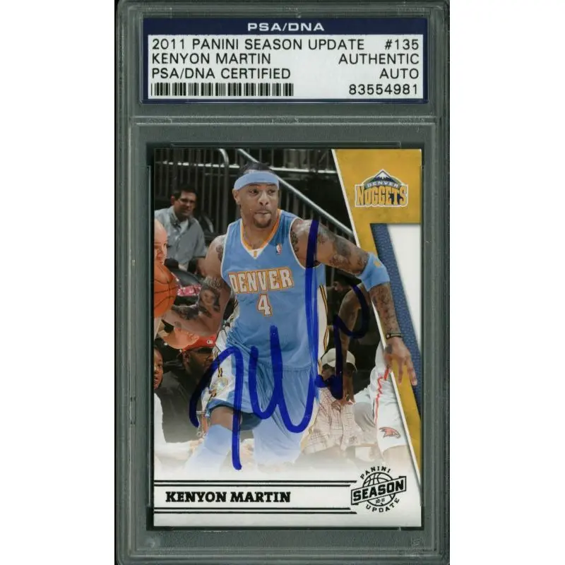 Nuggets Kenyon Martin Signed Card 2011 Panini Season Update #135 PSA/DNA Slabbed