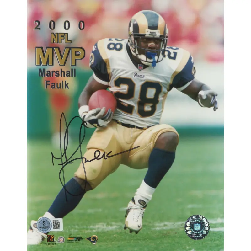 Rams Marshall Faulk Authentic Signed 8x10 Photo Autographed BAS #BR54887