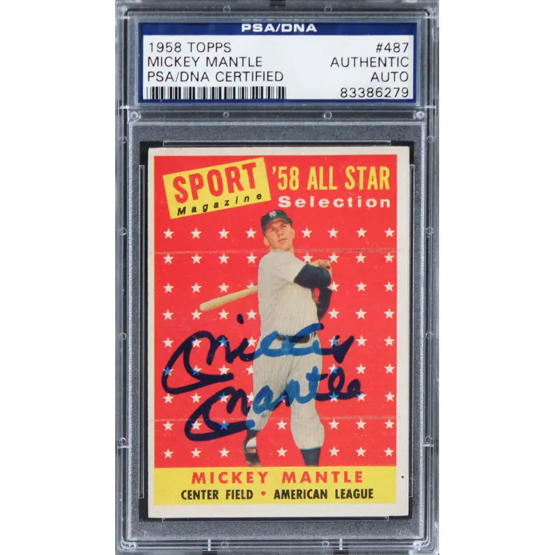 Yankees Mickey Mantle Authentic Signed 1958 Topps #487 Card PSA/DNA Slabbed