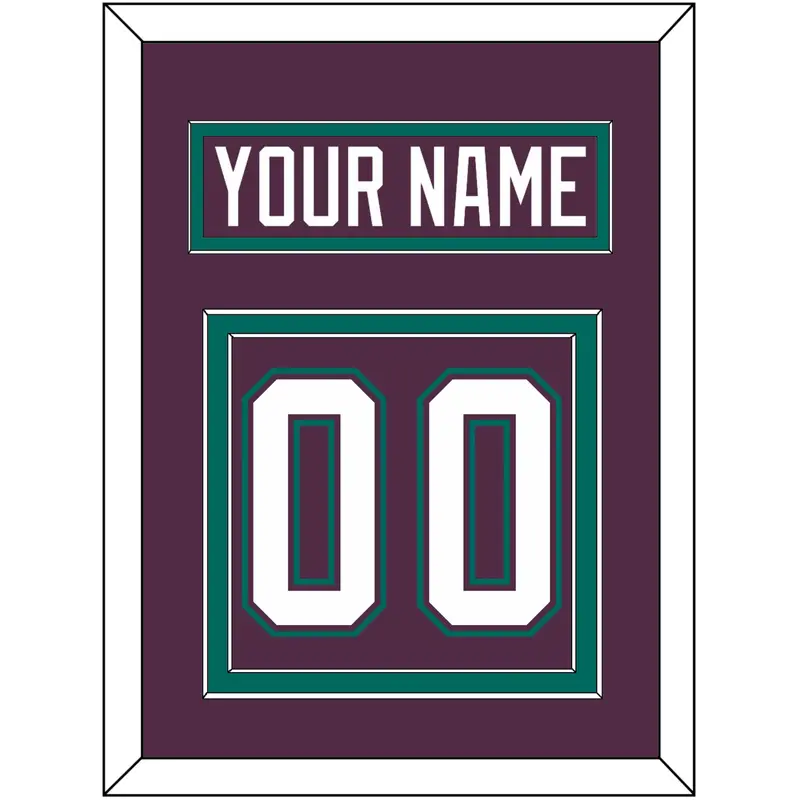 Anaheim Nameplate & Number (Back) - Road Purple (1993-2006) - Double Mat 2