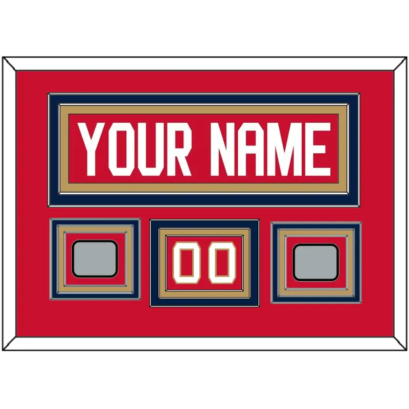 Florida Nameplate, Number (Shoulder) & 2 Stanley Cup Finals Patches - Home Red - Triple Mat 2