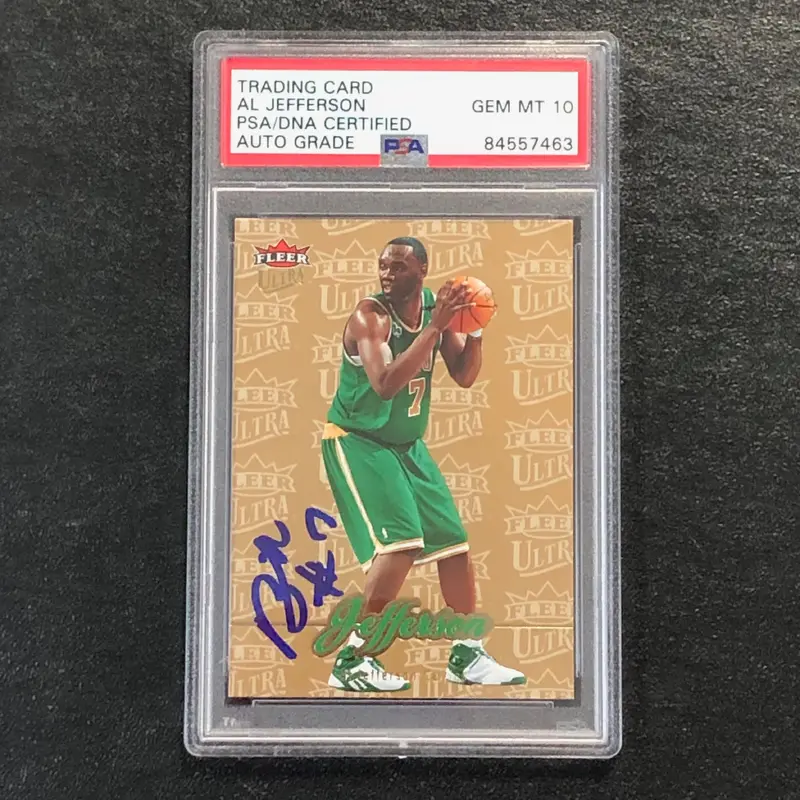 2007-08 Fleer Ultra #8 Al Jefferson Signed Card AUTO 10 PSA Slabbed Celtics