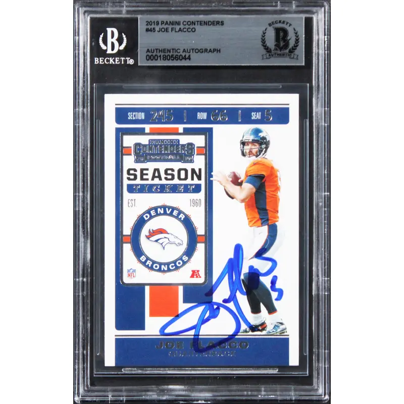Broncos Joe Flacco Authentic Signed 2019 Panini Contenders #45 Card BAS Slabbed